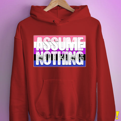 Assume Nothing Genderfluid Pride Flag Hoodie - Red